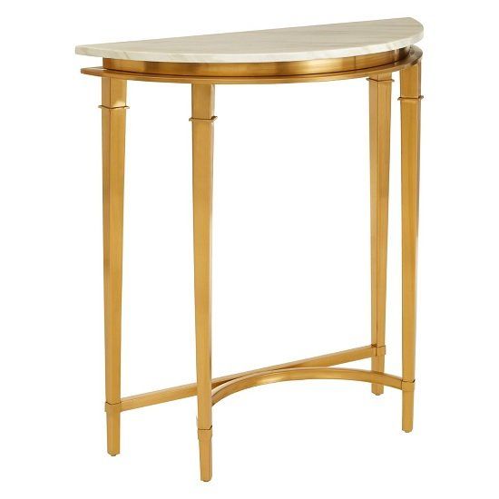 Melville Marble Half Moon Console Table In White And Gold Legs For Marble And White Console Tables (View 18 of 20)