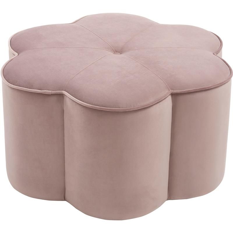 Meridian Furniture Daisy Flower Shaped Pink Velvet Ottoman – 172pink Pertaining To Fresh Floral Velvet Pouf Ottomans (View 8 of 20)
