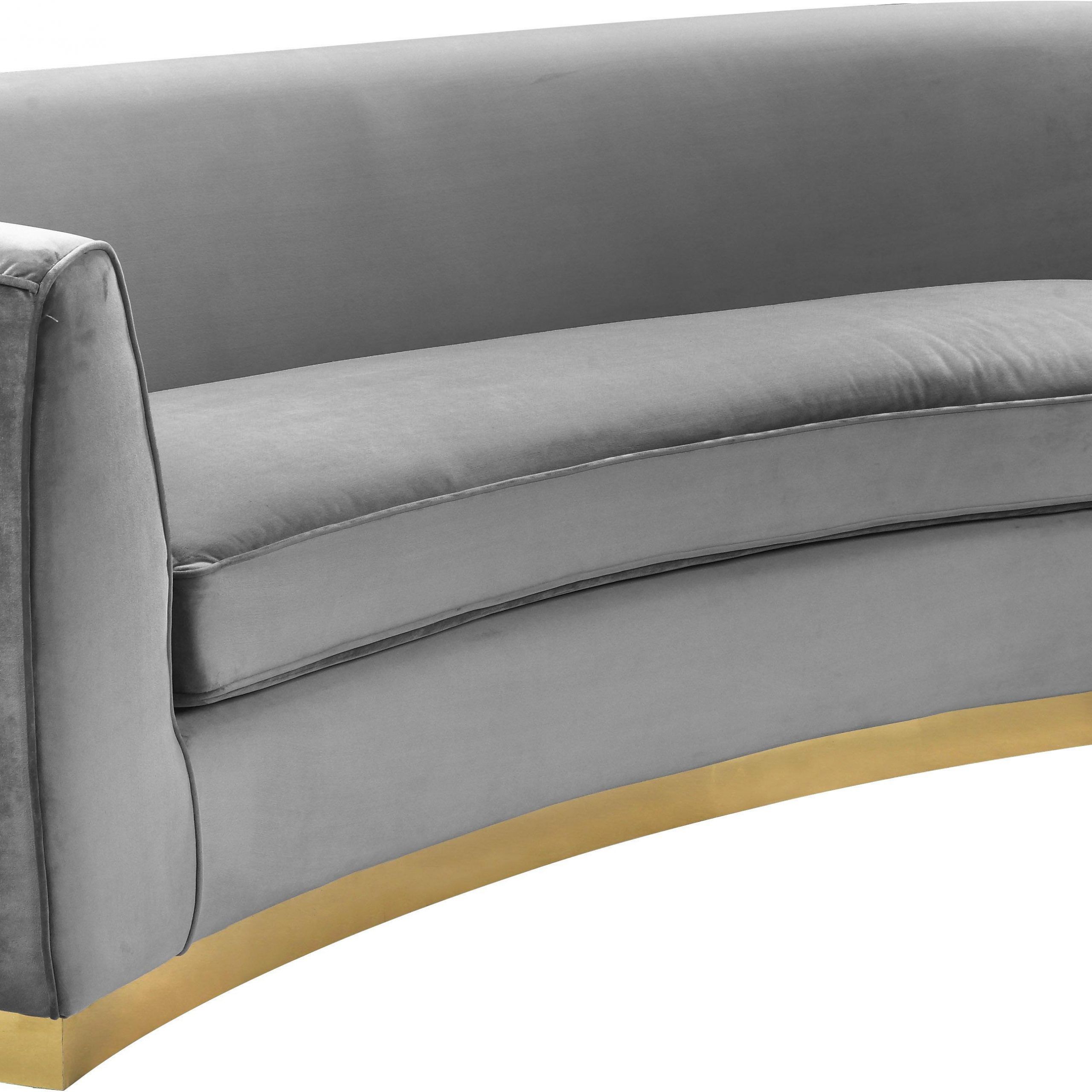 Meridian Furniture Julian 620 Grey Velvet Curved Design Sofa & Loveseat Throughout Round Gray And Black Velvet Ottomans Set Of  (View 13 of 20)