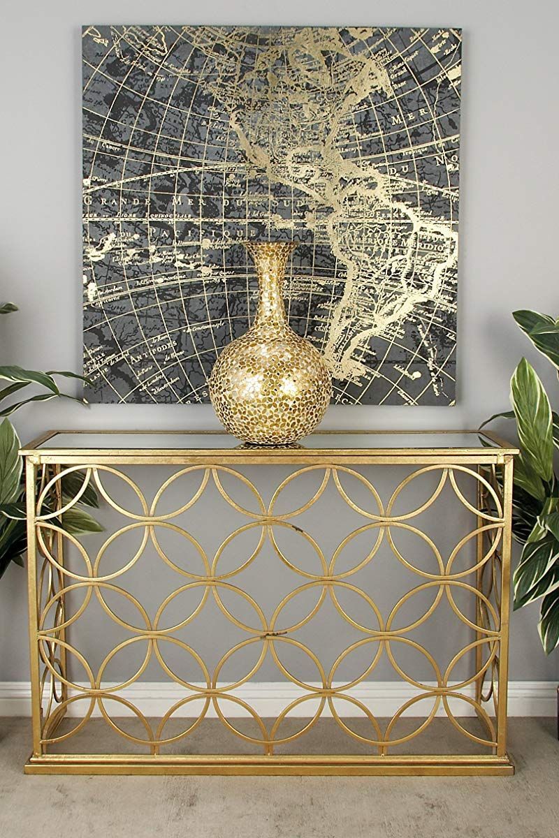 Metal Glass Console Table Gold | Console Table Living Room, Home With Geometric Glass Top Gold Console Tables (View 1 of 20)