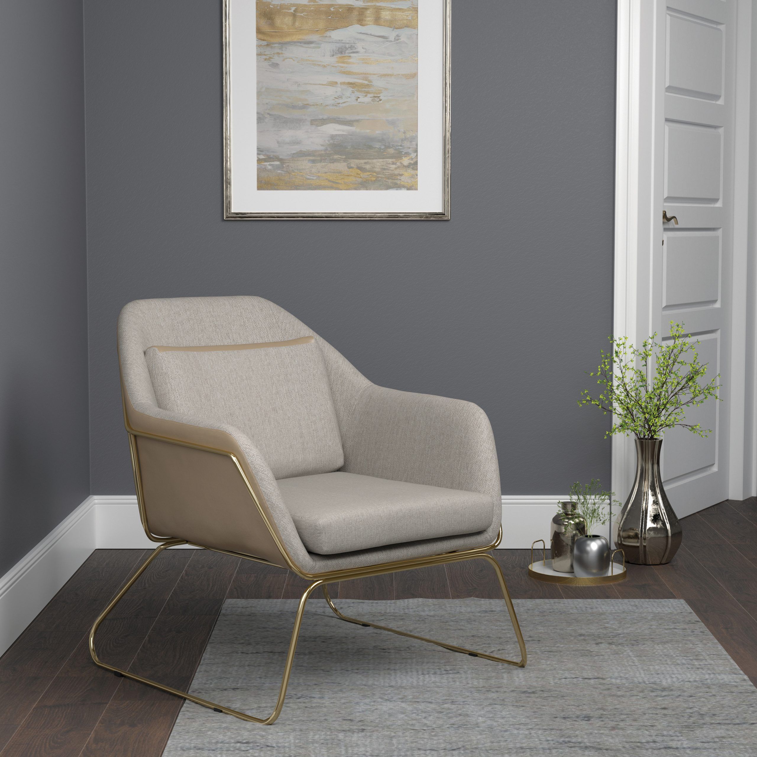 Metal Sled Leg Accent Chair Beige – Coaster Fine Furniture Regarding Light Beige Round Accent Stools (View 8 of 20)