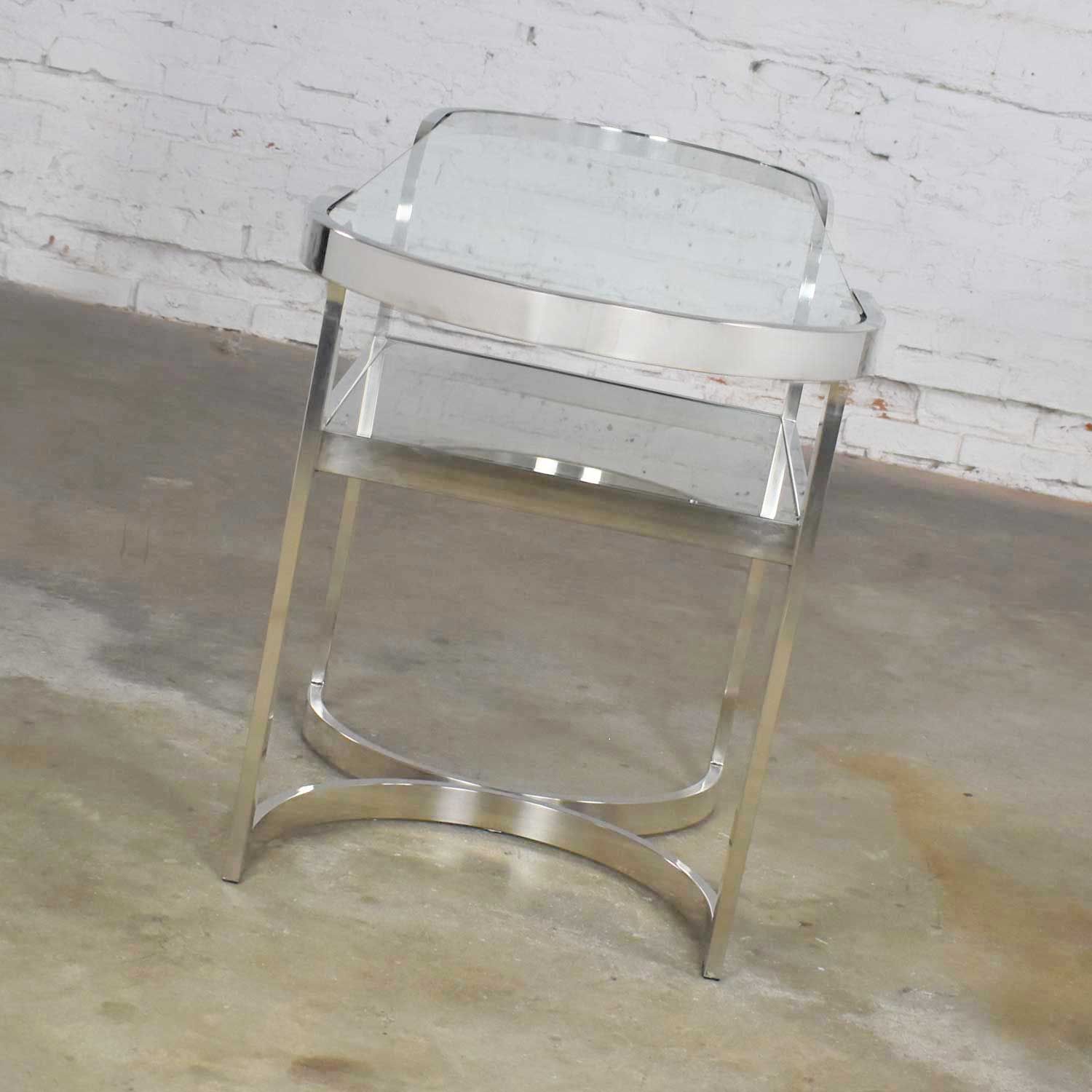 Mid Century Modern Polished Chrome Oval Sofa Or Console Table In Polished Chrome Round Console Tables (View 9 of 20)