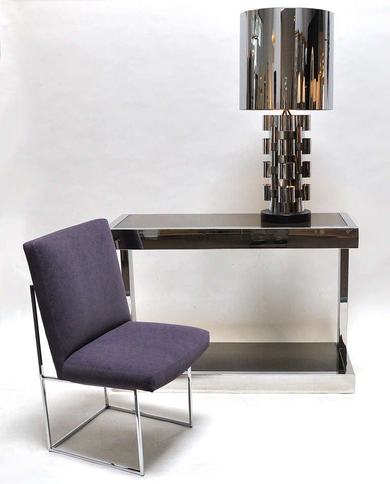 Milo Baughman Polished Chrome/glass Console At 1stdibs Within Polished Chrome Round Console Tables (View 16 of 20)