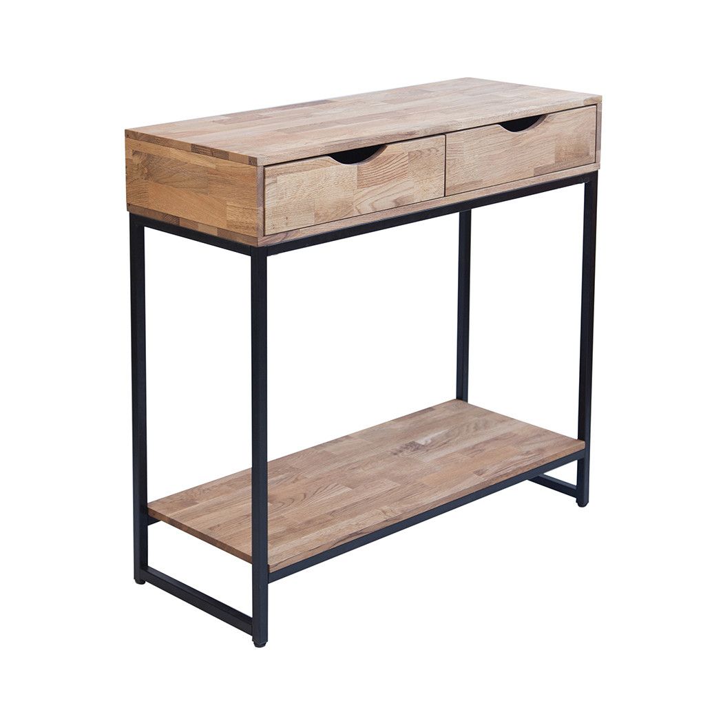 Mirelle Console Table Solid Oak Black Metal Frame – Coffee Tables In Metal And Oak Console Tables (View 13 of 20)