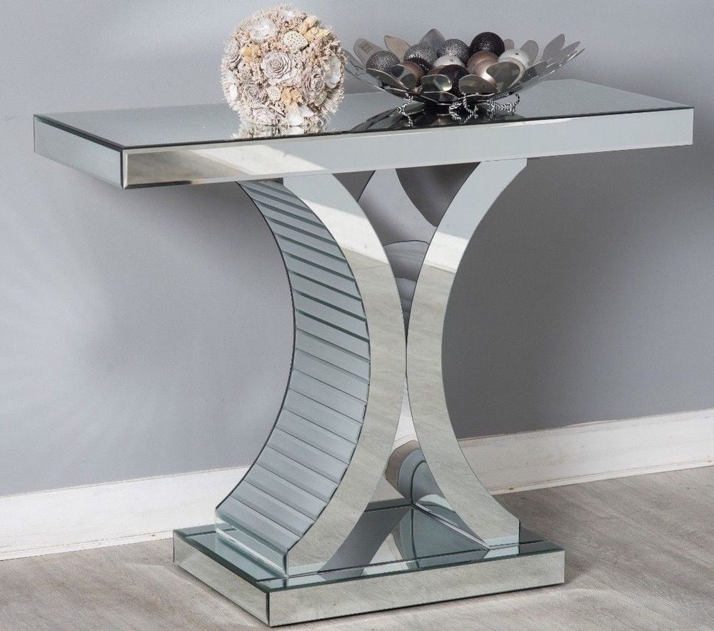 Mirrored Console Hallway Side Table Silver Mirror Modern Glass Chic Intended For Mirrored And Silver Console Tables (View 17 of 20)