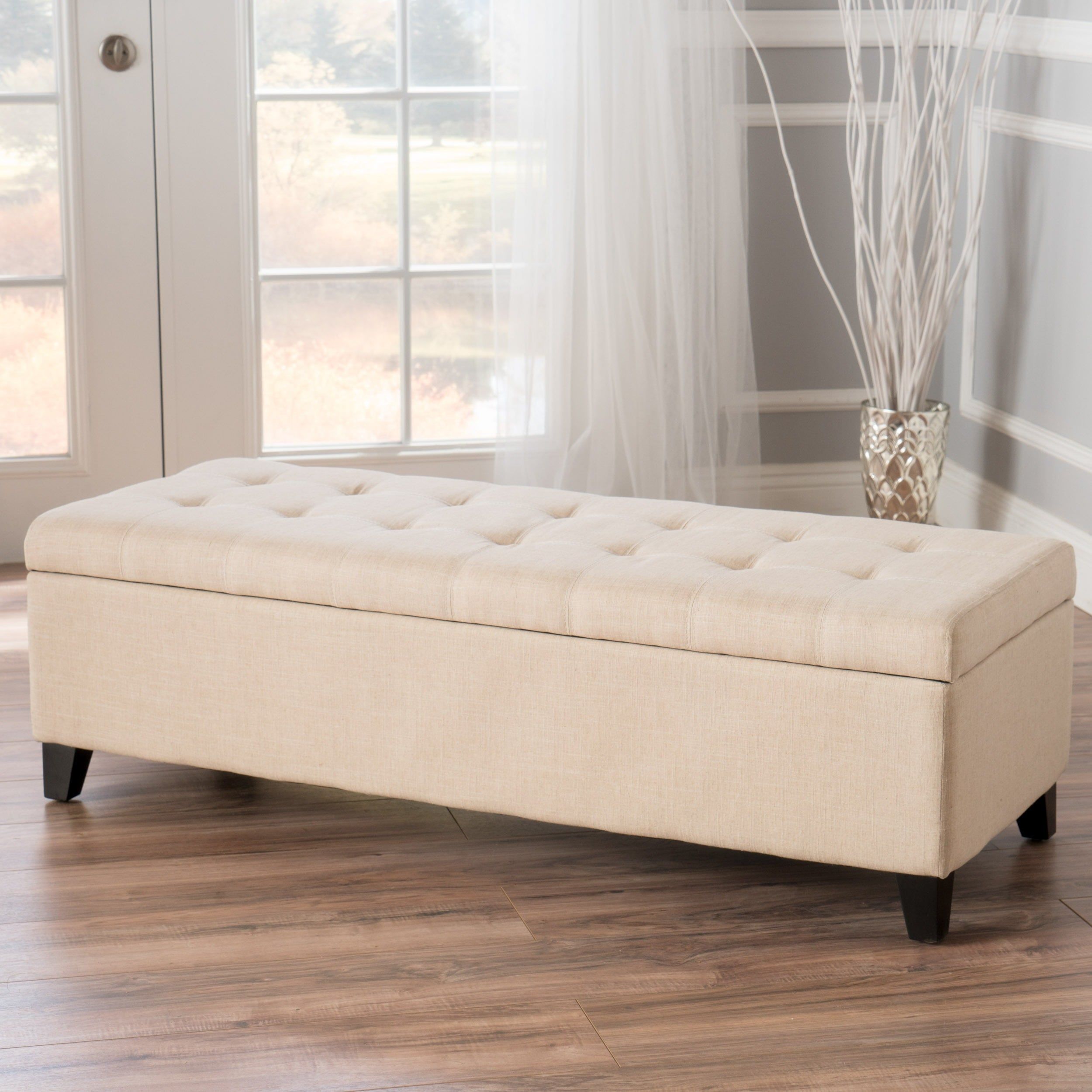 Mission Tufted Fabric Storage Ottoman Benchchristopher Knight Home For Tufted Fabric Ottomans (View 7 of 20)