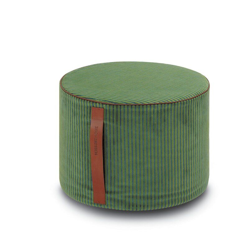 Missoni Home Rafah 12" Wide Round Striped Pouf Ottoman | Perigold For Beige And White Ombre Cylinder Pouf Ottomans (View 1 of 20)