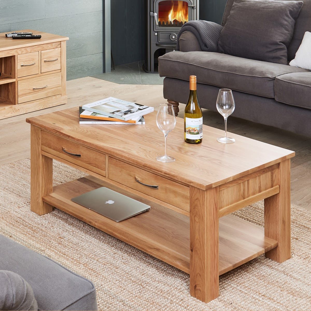 Mobel Oak Four Drawer Coffee Table Was £420.00 Now £ (View 1 of 20)