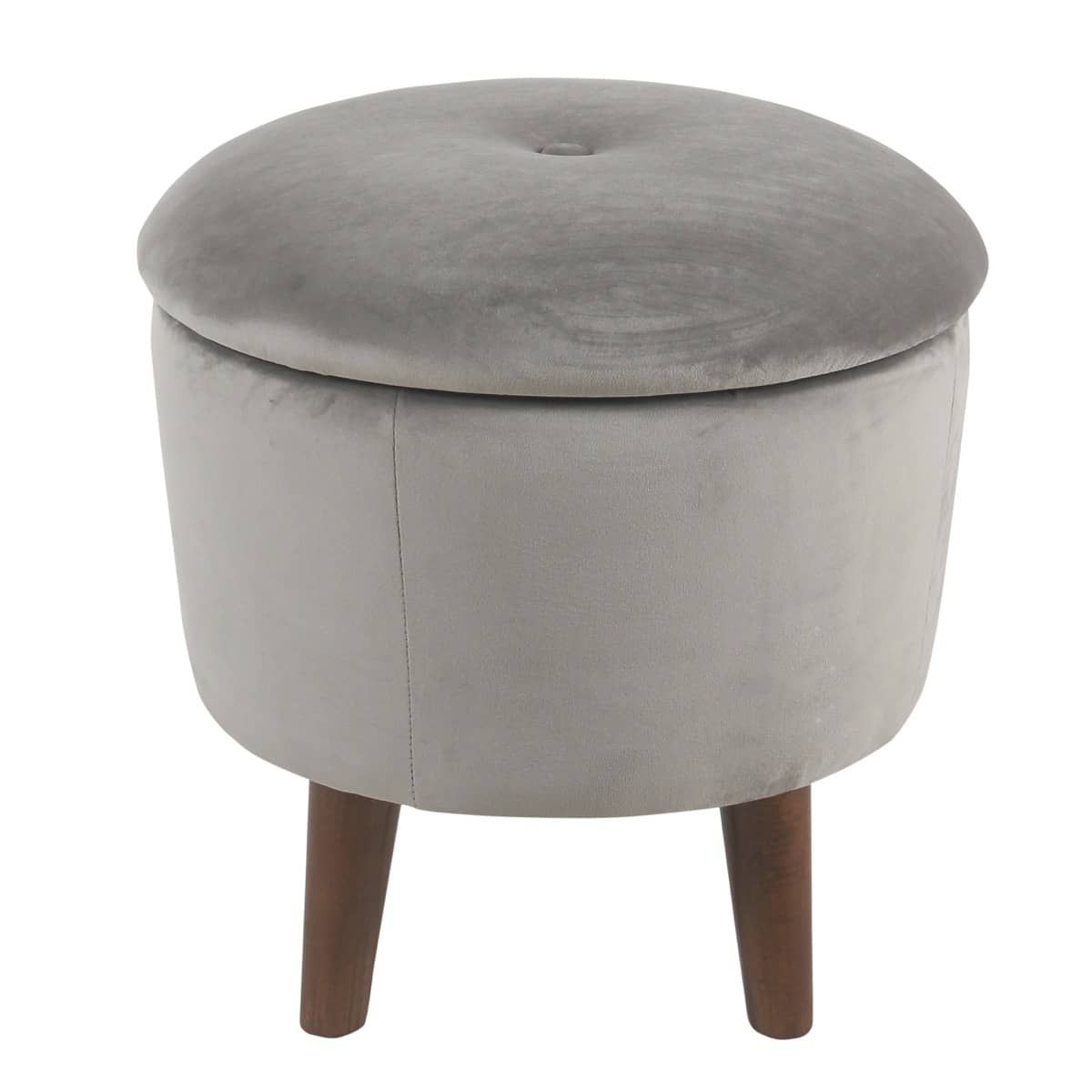 Modern 18? Round Velvet Tufted Storage Ottoman – Spatial Order Within Light Gray Tufted Round Wood Ottomans With Storage (View 13 of 20)