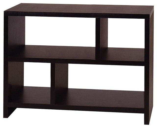 Modern 2 Shelf Bookcase Console Table In Espresso Black Wood Finish Pertaining To 2 Shelf Console Tables (View 15 of 20)