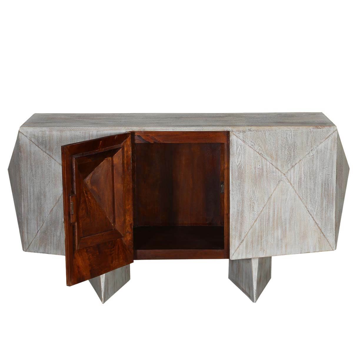 Modern Geometric Mango Wood Standing Tv Media Console Furniture Throughout White Geometric Console Tables (View 19 of 20)
