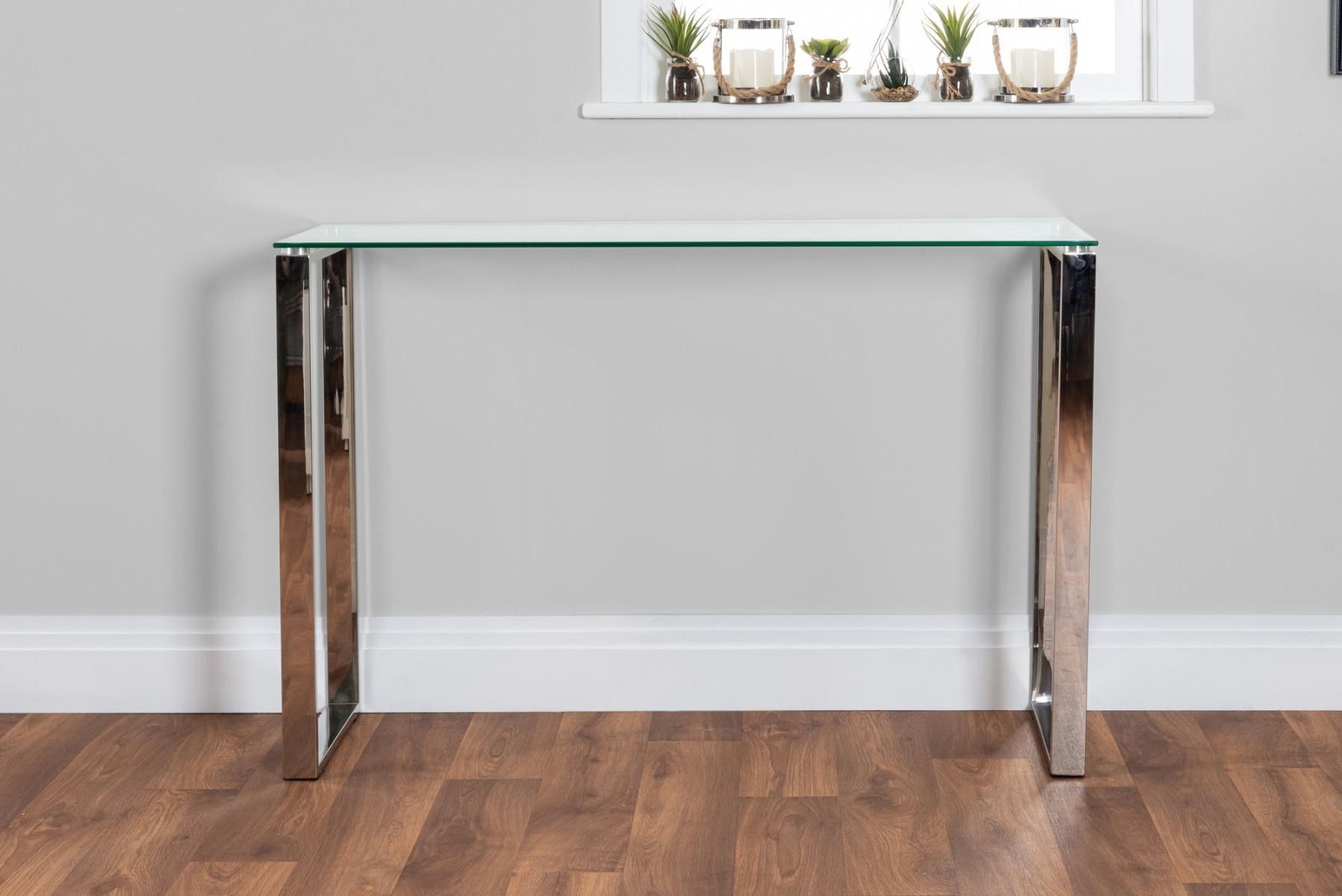 Modern Glass & Chrome Console Table | Furniturebox Throughout Geometric Glass Modern Console Tables (View 15 of 20)