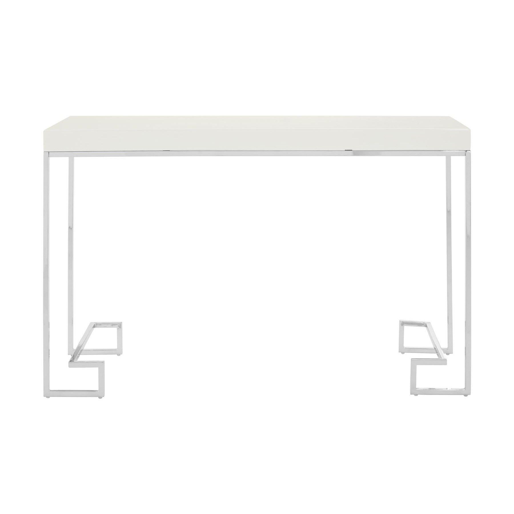 Modern Home – Premium Console Table White High Gloss Chrome For White Gloss And Maple Cream Console Tables (View 12 of 20)