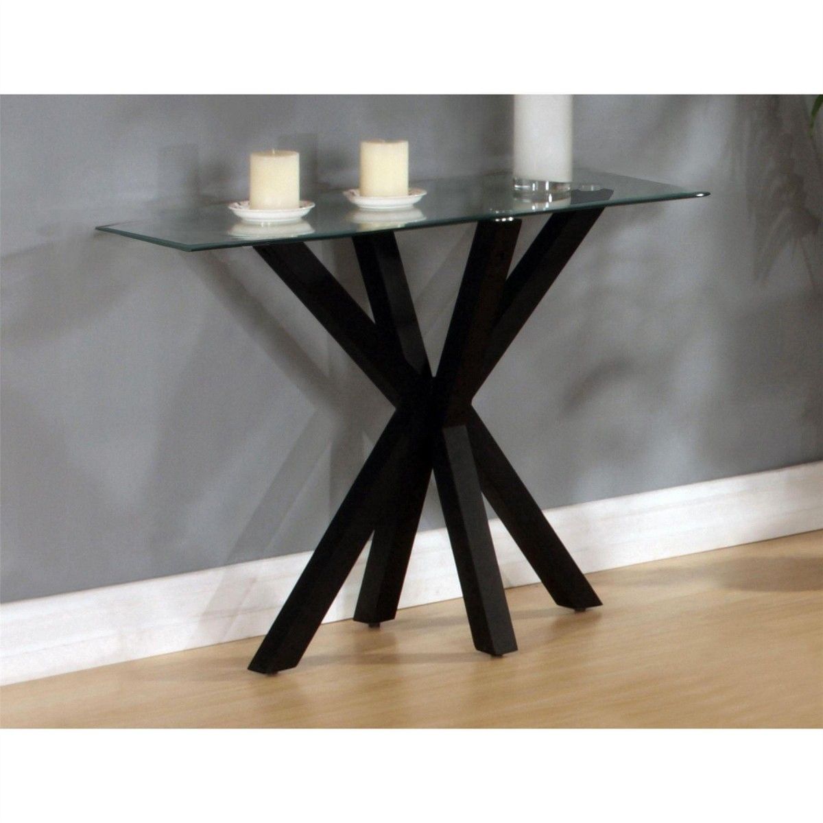 Modern Home – Primary Gloss Console Table Black – Free Next Day Delivery With Black Round Glass Top Console Tables (View 2 of 20)