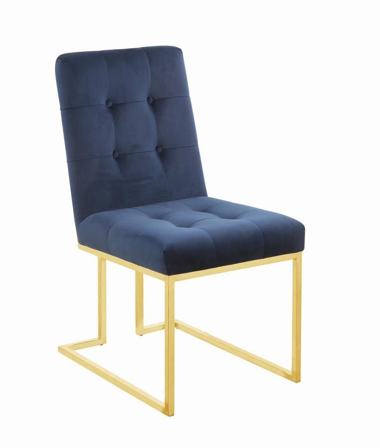 Modern Ink Blue And Gold Dining Chair (pack Of 2) | 190546 | Side Inside Blue And Gold Round Side Stools (View 17 of 20)