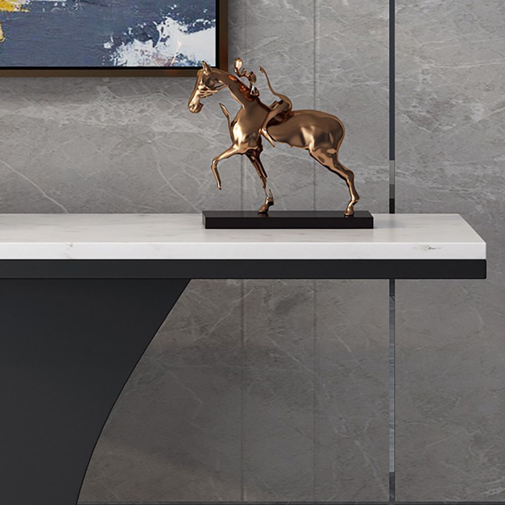 Modern Marble Console Table With Metal Pedestal In Black Throughout Black Metal And Marble Console Tables (View 4 of 20)