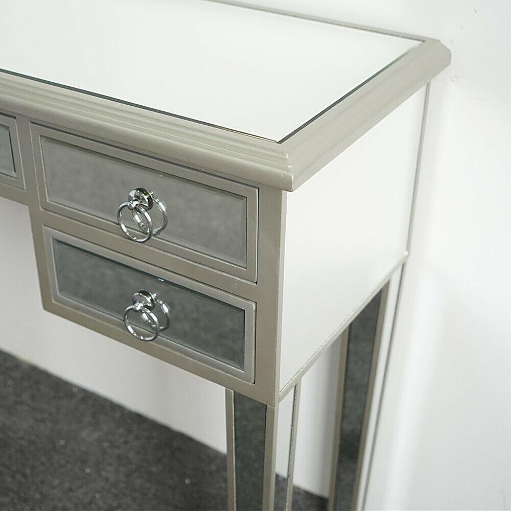 Modern Mirrored Desk Home Console Table Bedroom Vanity Make Up Table W Pertaining To Silver And Acrylic Console Tables (View 6 of 20)