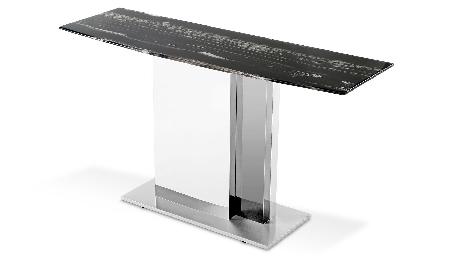 Modern Nero Console Table With Marble Top And Polished Stainless Steel With Stainless Steel Console Tables (View 16 of 20)