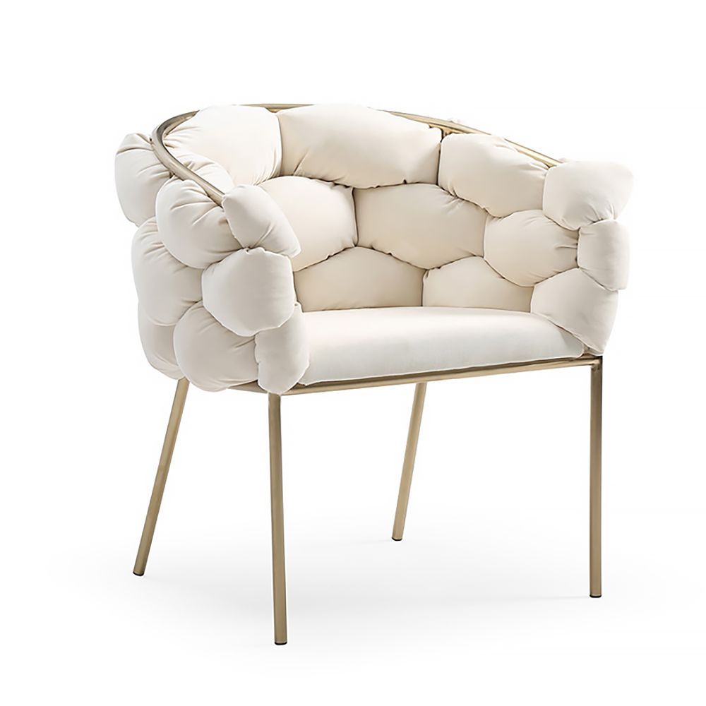 Modern Velvet Accent Chair Beige Upholstered Armchair With Gold Legs In Light Beige Round Accent Stools (View 14 of 20)