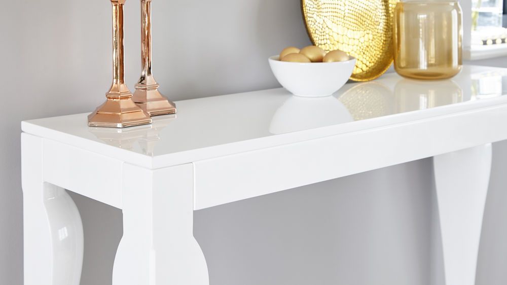 Modern White Gloss Console Table | Styling And Storage | Uk Throughout White Gloss And Maple Cream Console Tables (View 6 of 20)