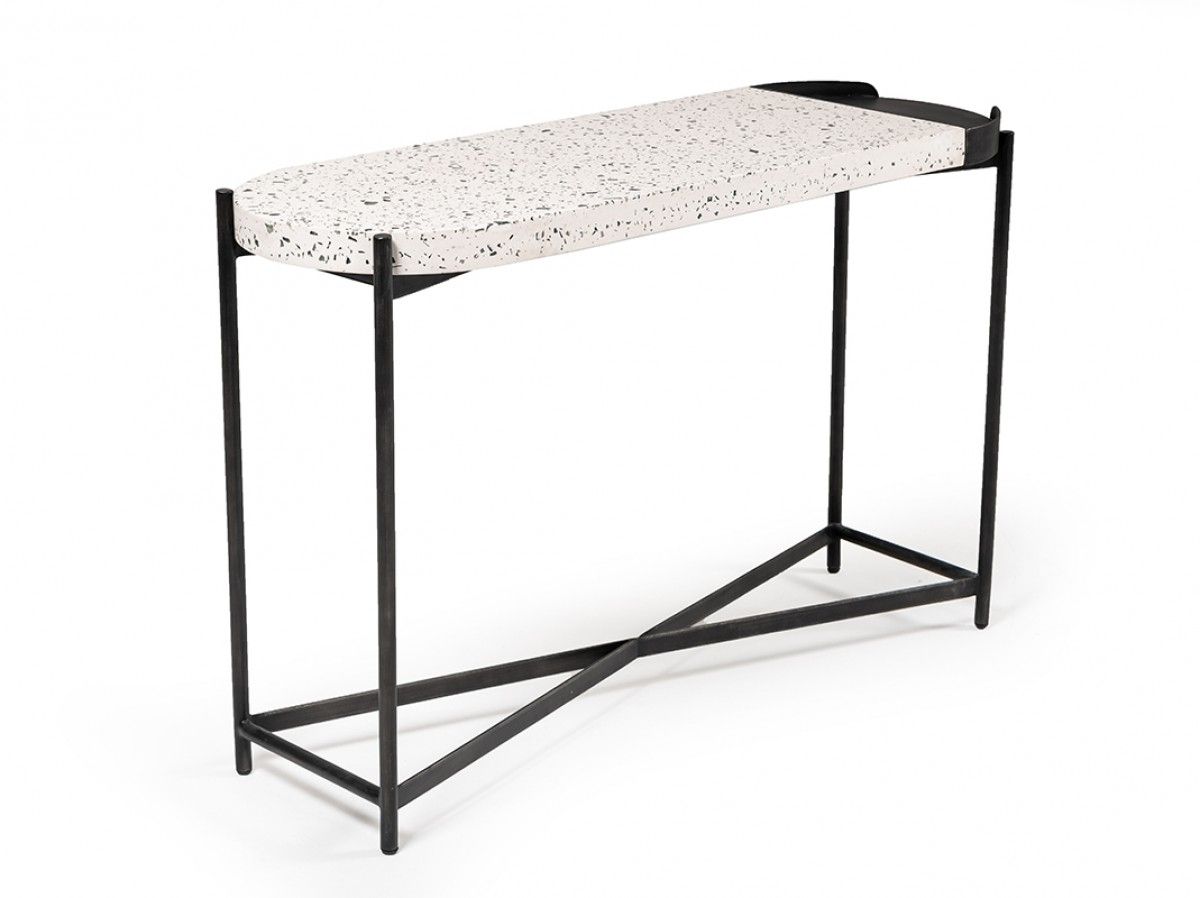 Modrest Gemini Modern White Terrazzo Concrete & Black Metal Console Table For Modern Concrete Console Tables (View 12 of 20)