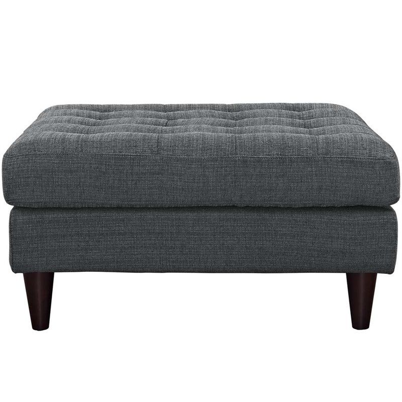 Modway Empress Large Square Upholstered Ottoman In Gray – Eei 2139 Dor Regarding Green Fabric Oversized Pouf Ottomans (View 9 of 20)