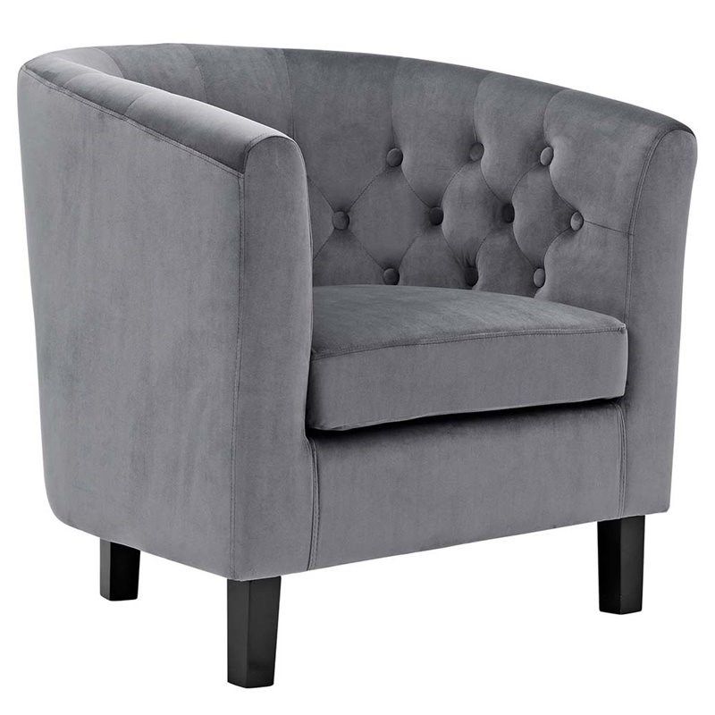 Modway Prospect Velvet Tufted Accent Chair In Gray (set Of 2) – Eei Throughout Round Gray And Black Velvet Ottomans Set Of  (View 12 of 20)