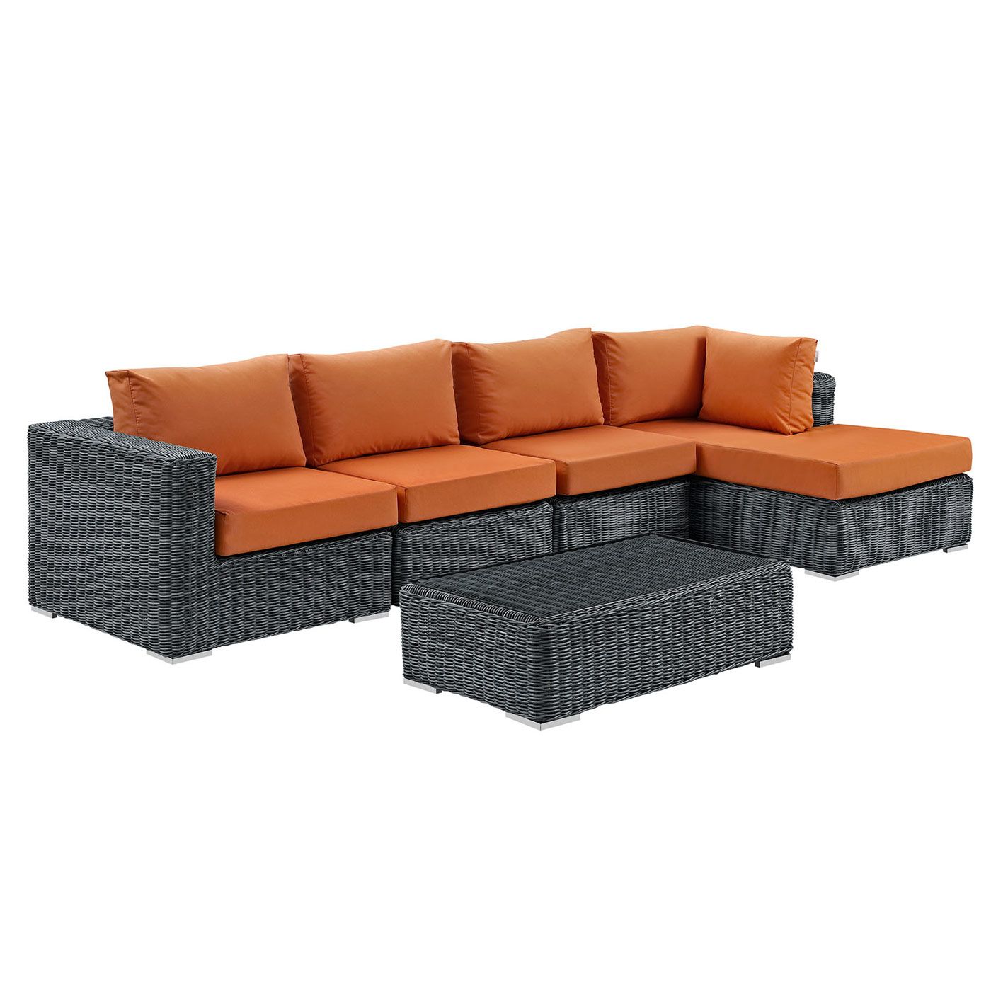 Modway Summon 5 Piece Patio Sofa Sectional Set With Coffee Table Free In 5 Piece Console Tables (View 9 of 20)