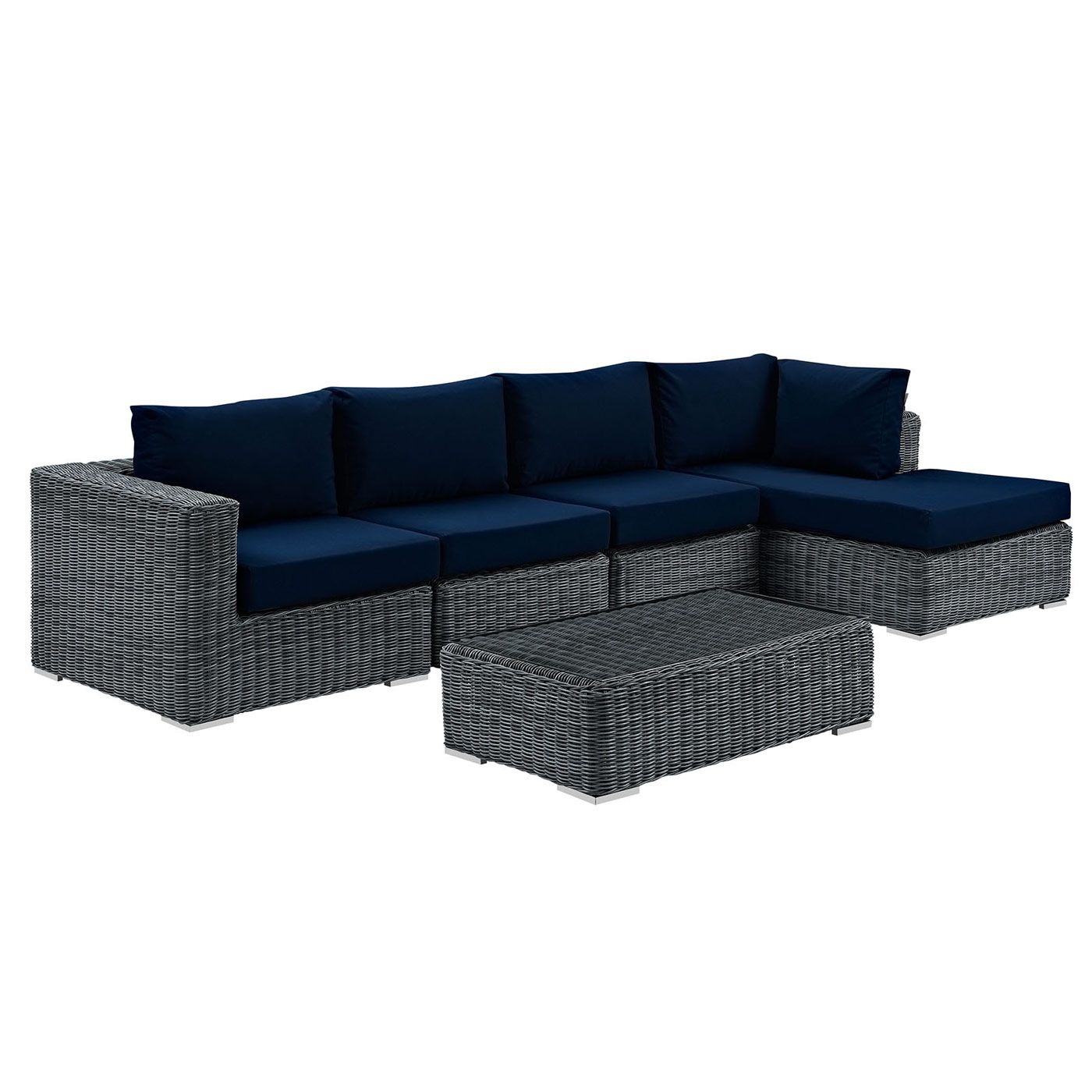 Modway Summon 5 Piece Patio Sofa Sectional Set With Coffee Table Free Regarding 5 Piece Console Tables (View 4 of 20)