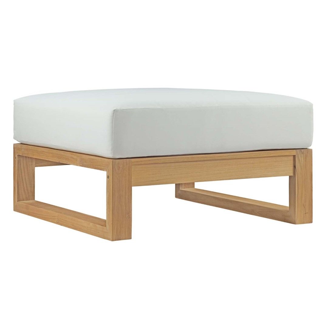 Modway Upland Outdoor Patio Teak Wood Ottoman In Natural White My Eei Inside Natural Solid Cylinder Pouf Ottomans (View 5 of 20)