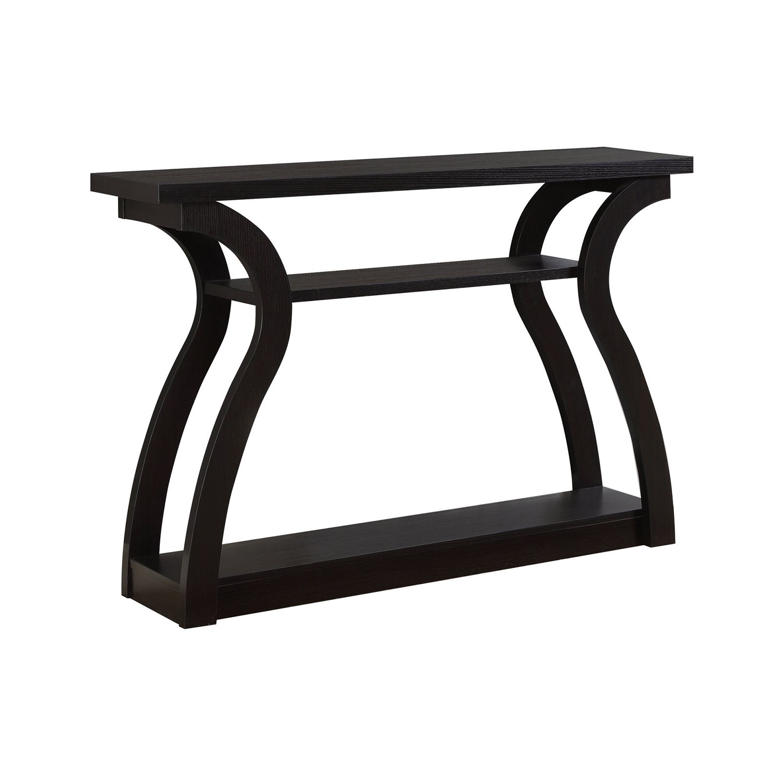 Monarch Specialties 3 Tiered Curved Console Table – Console Tables At In Light Natural Drum Console Tables (View 4 of 20)