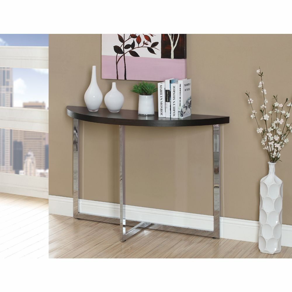 Monarch Specialties – Console Table 48l Cappuccino Chrome Metal – I 3039 With Chrome Console Tables (View 1 of 20)