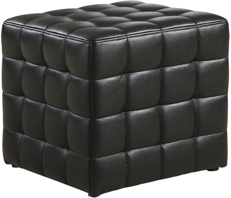Monarch Specialties I 8977 Black Leather Look Ottoman | Black Ottoman With Black Faux Leather Ottomans With Pull Tab (View 16 of 20)