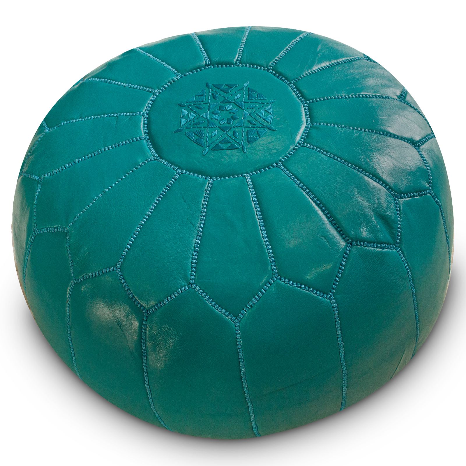 Moroccan Ottoman – Turquoise At Hayneedle With Textured Aqua Round Pouf Ottomans (View 6 of 20)