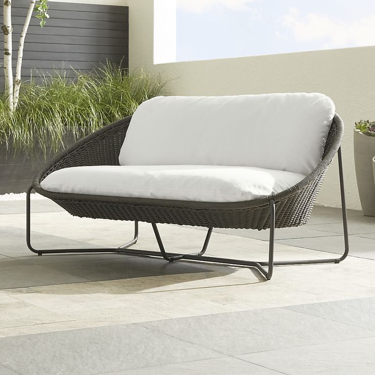 Morocco Graphite Oval Loveseat With White Cushion + Reviews | Crate And Throughout Oval Corn Straw Rope Console Tables (View 20 of 20)
