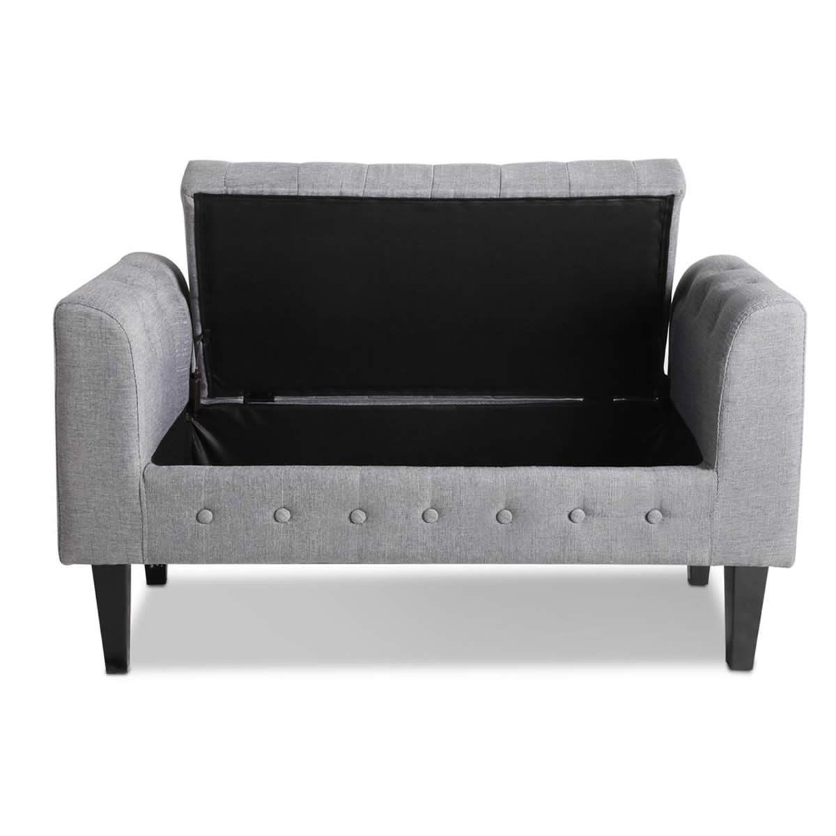 Multi Functional Linen Fabric Tufted Storage Ottoman Bench With Regarding Multi Color Fabric Storage Ottomans (View 5 of 20)