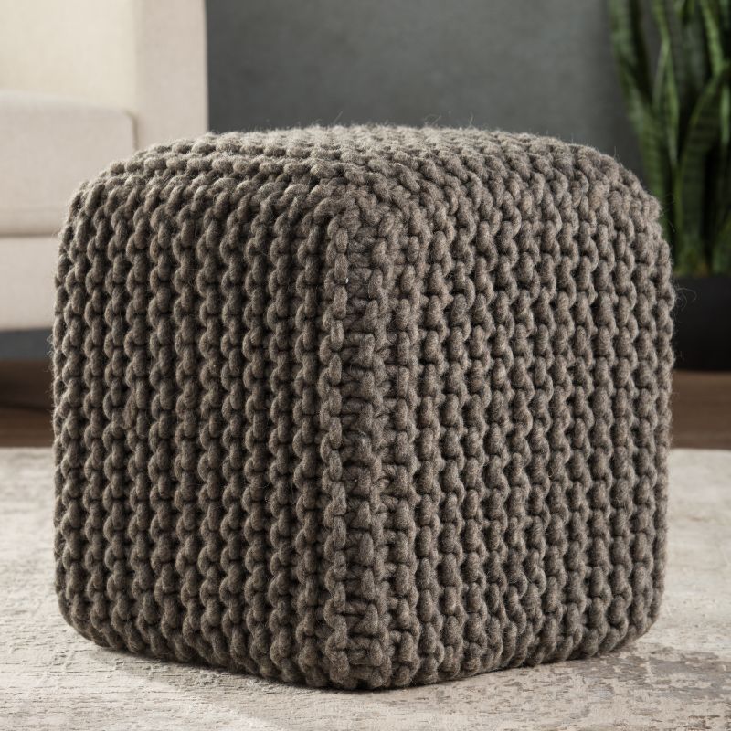 Nata Textured Gray Cuboid Pouf | Painted Fox Home With Regard To Blue And Beige Ombre Cylinder Pouf Ottomans (View 6 of 20)