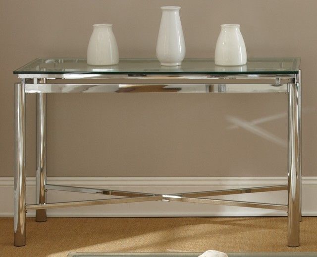 Natal Chrome And Glass Sofa Table – Contemporary – Console Tables – Intended For Chrome Console Tables (View 13 of 20)