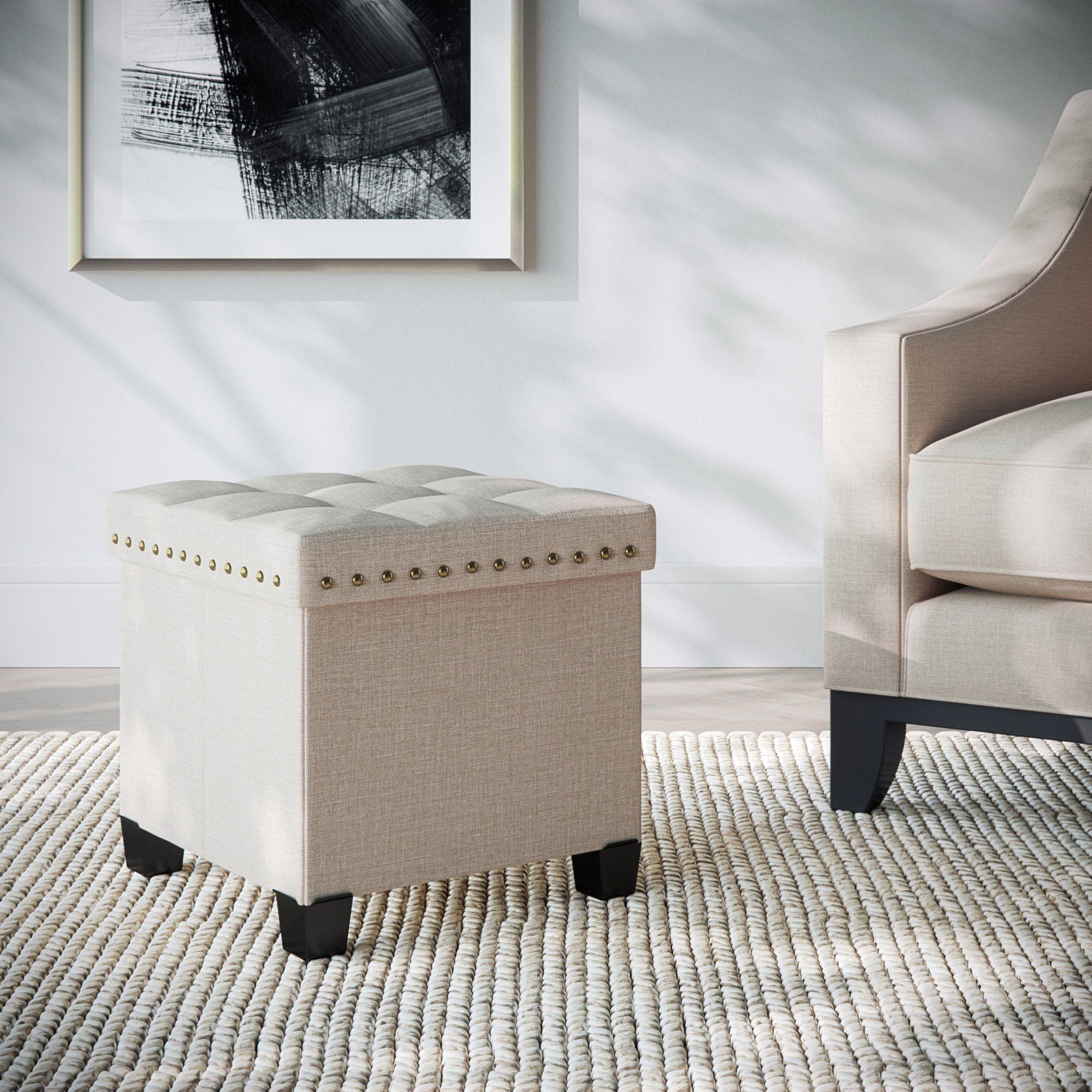 Nathan James Payton Foldable Cube Storage Ottoman Footrest And Seat With Regard To Fabric Storage Ottomans (View 9 of 20)