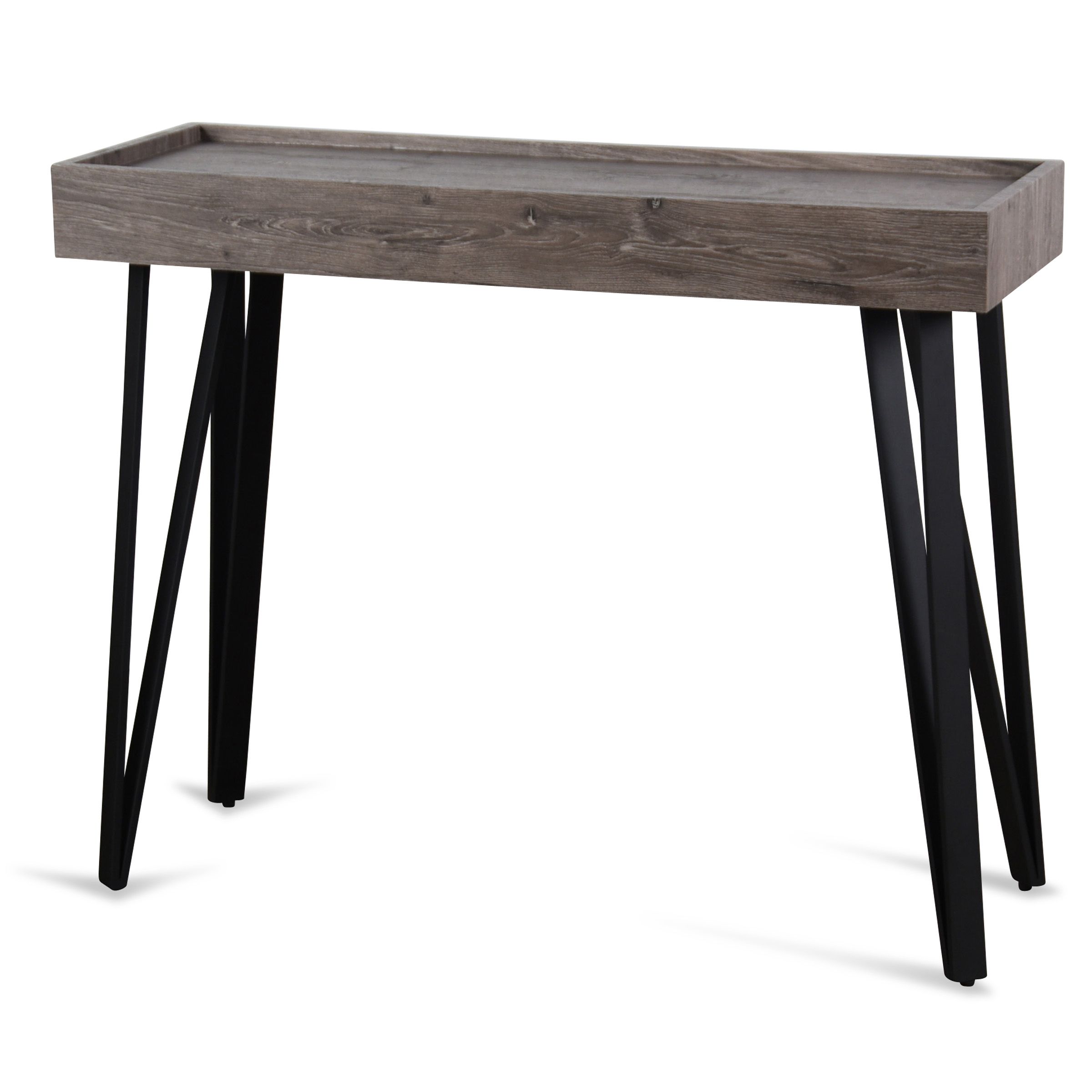 Natural Dark Sonoma Rectangular Wood Console Table With Metal Hairpin Pertaining To Oak Wood And Metal Legs Console Tables (View 8 of 20)