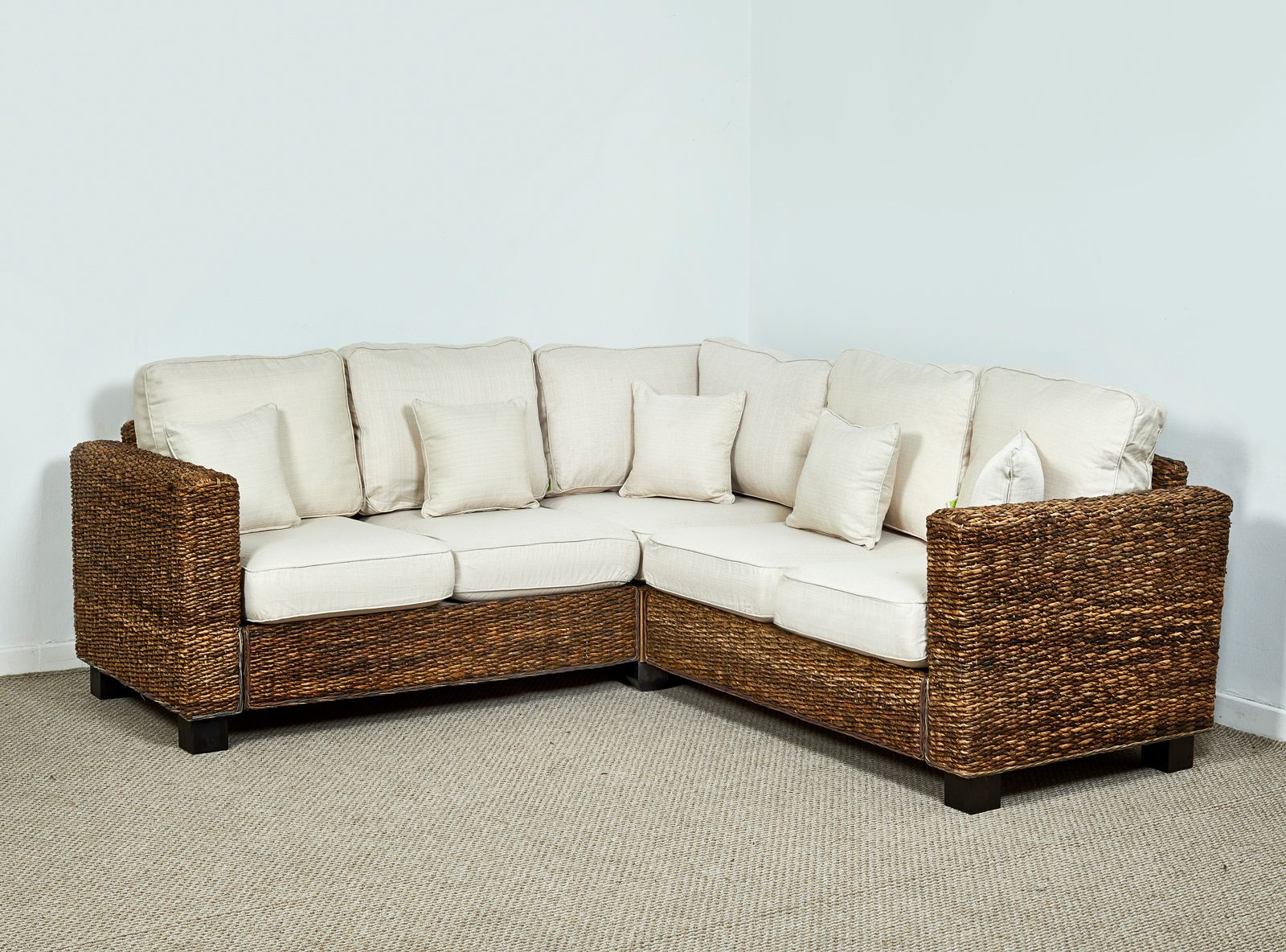 Natural Rattan Conservatory Corner Sofa In Oatmeal – Kensington Abaca Throughout Natural Woven Banana Console Tables (View 6 of 20)