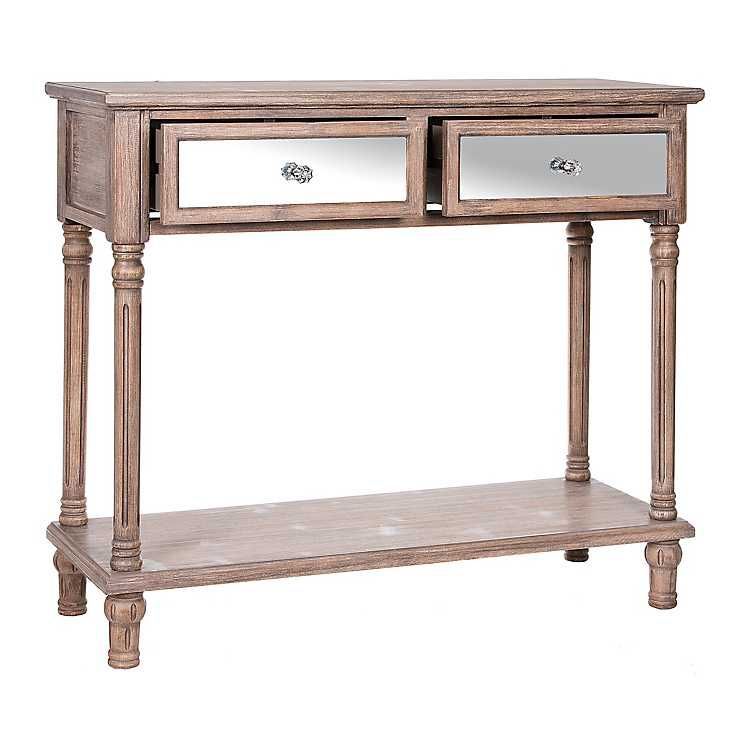 Natural Wood Console Table With Mirrored Drawers | Natural Wood Console With Natural Wood Console Tables (View 6 of 20)