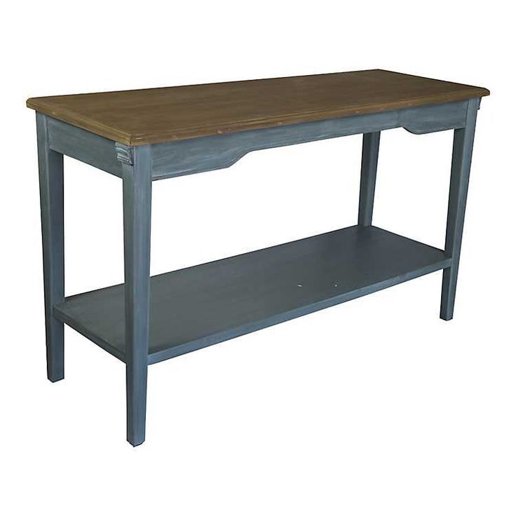 Natural Wood Top With Gray Blue Base Console Table | Kirklands In 2020 Throughout Gray Driftwood And Metal Console Tables (View 15 of 20)