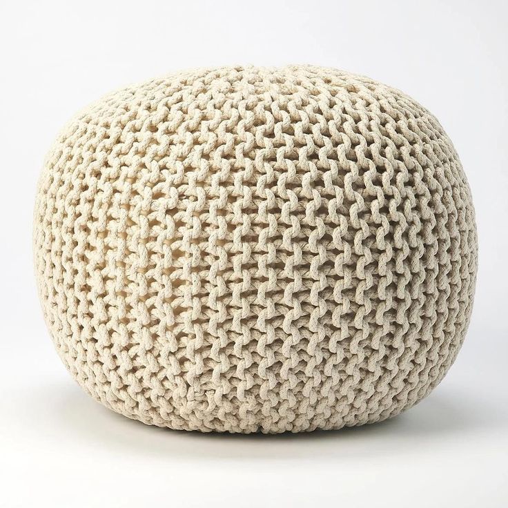 Natural Woven Pouf – Beige – Winnoby | Pouf Ottoman, Round Ottoman, Ottoman Pertaining To Natural Beige And White Cylinder Pouf Ottomans (View 16 of 20)