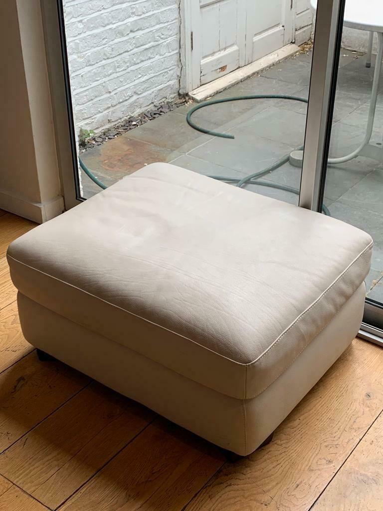 Natuzzi Design White Leather Ottoman | In Fulham, London | Gumtree With Regard To White Leather Ottomans (View 4 of 20)
