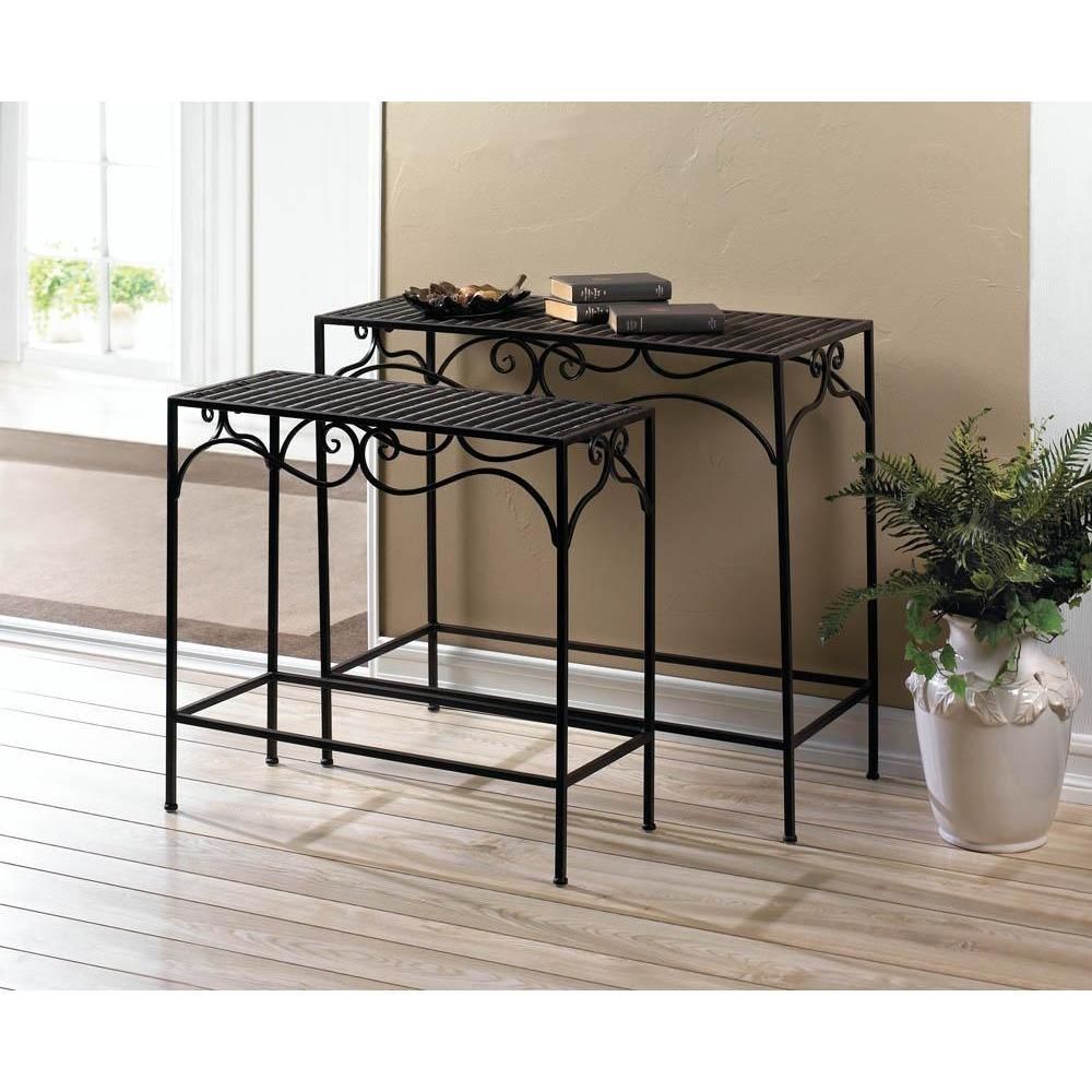 Nesting Wicker & Iron Console Tables | Hall Table Decor, Iron Console With Nesting Console Tables (View 8 of 20)