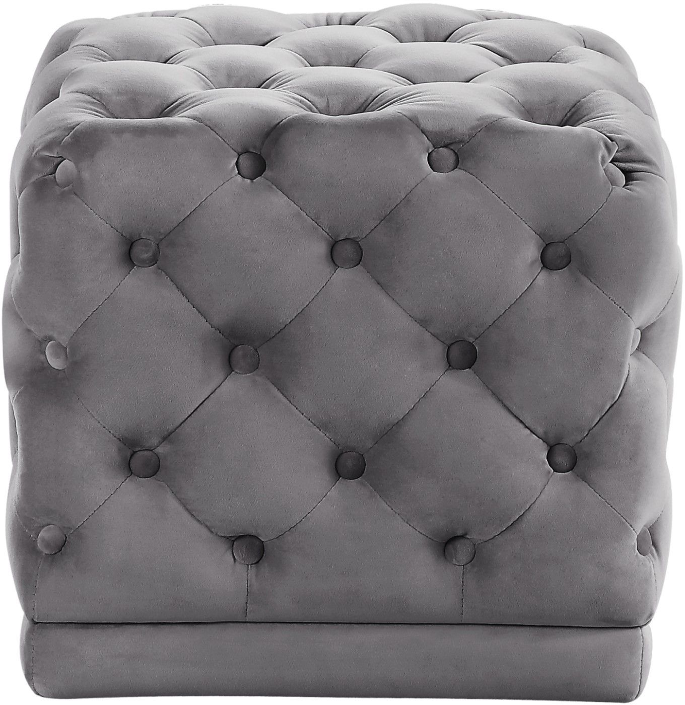 Neville Contemporary Deep Button Tufted Cube Ottoman In Plush Dark Grey Inside Tufted Gray Velvet Ottomans (View 16 of 20)