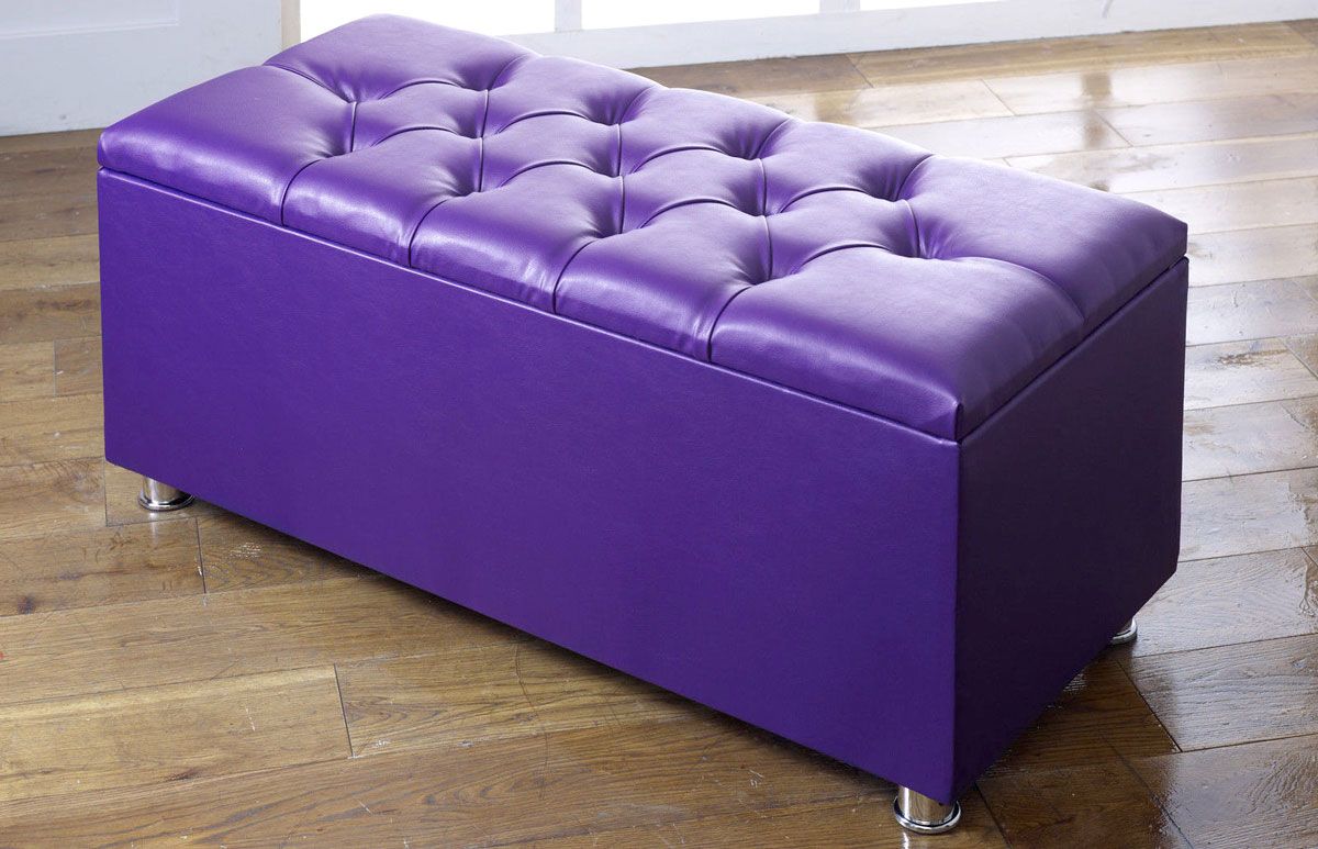 *new* Ottoman Storage Blanket Box In Faux Leather Within Lavender Fabric Storage Ottomans (View 5 of 20)