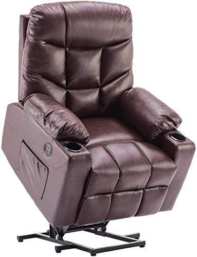 New Power Lift Recliner Chair Tuv Lift Motor Lounge W/remote Control Intended For Black Faux Leather Usb Charging Ottomans (View 8 of 20)
