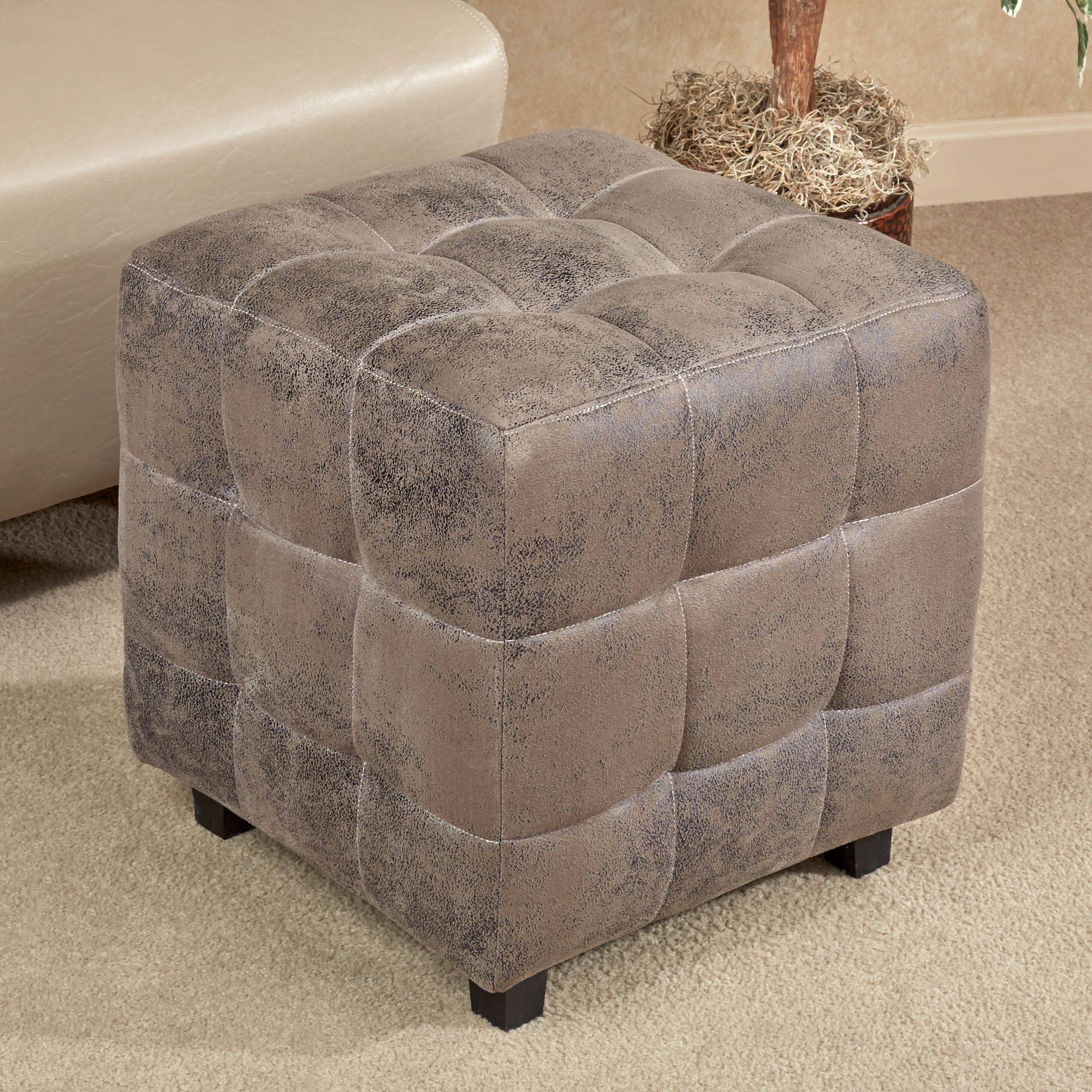 Nexus Dark Gray Faux Suede Ottoman For Light Gray Velvet Fabric Accent Ottomans (View 7 of 20)